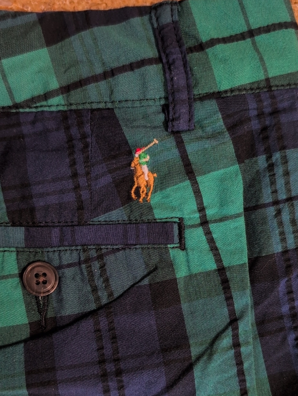 Polo Ralph Lauren boy shorts. Blue and green plaid. Size 18. - Picture 4 of 5